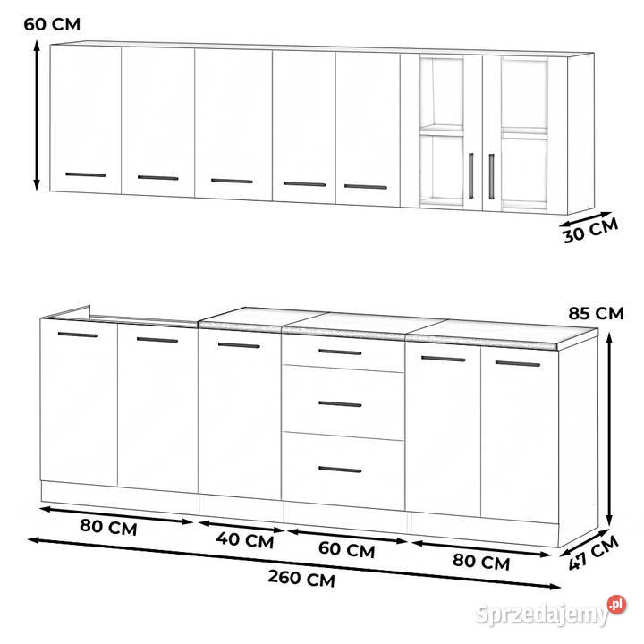 Kuchnia Modułowa Nowoczesna Blat Pojemna Remino 47cm Kuchenne Elbląg