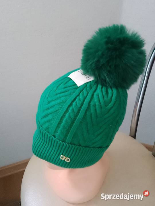 Czapka damska z pomponem zielona Dla kobiet Chrzanów sprzedam