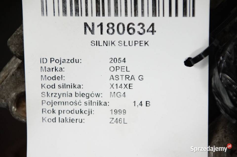 SILNIK SŁUPEK OPEL ASTRA G X14XE Lipno