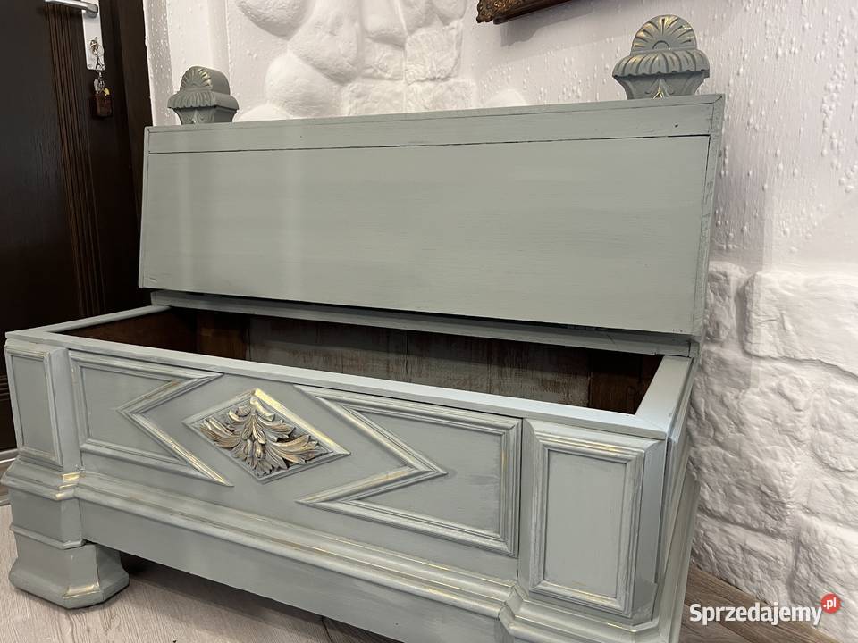 Stara drewniana ławka siedzisko prowansalski Żary