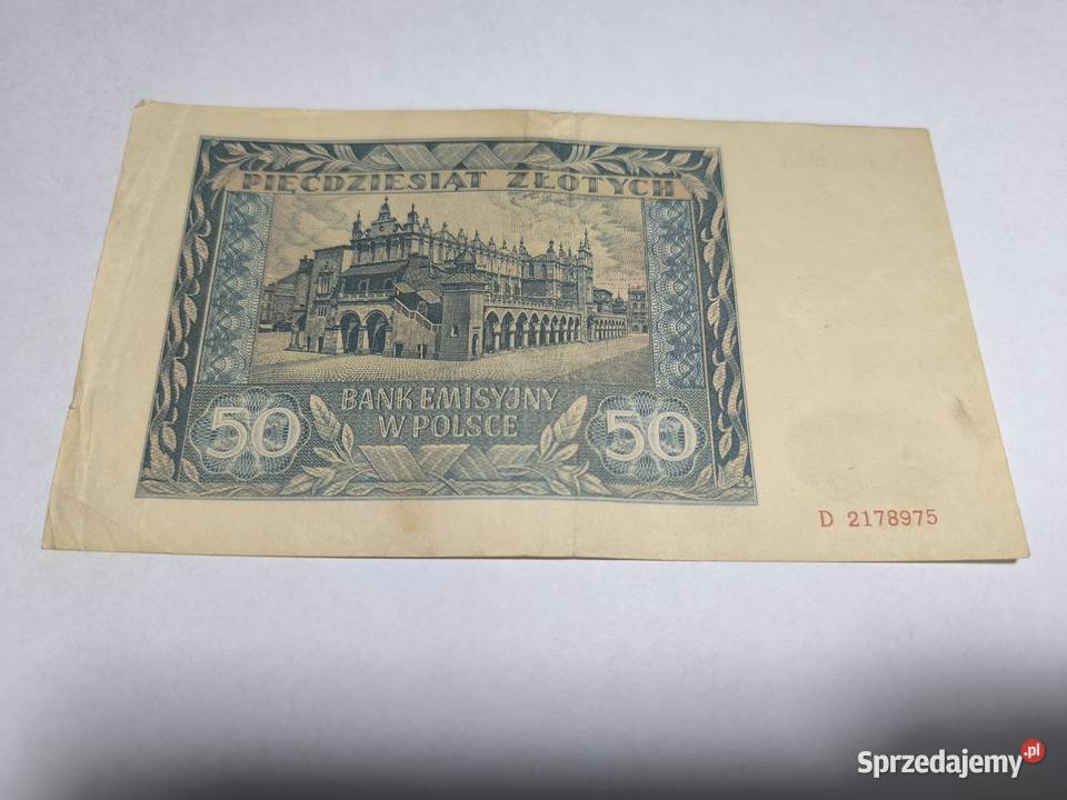 Banknot 50 1941 seria D Numizmatyka Otwock