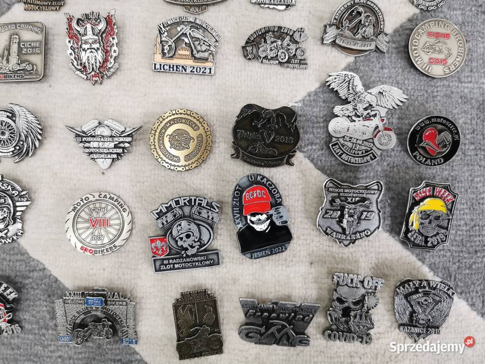 Kolekcja motocyklowych 90 blach zlotowych Iława