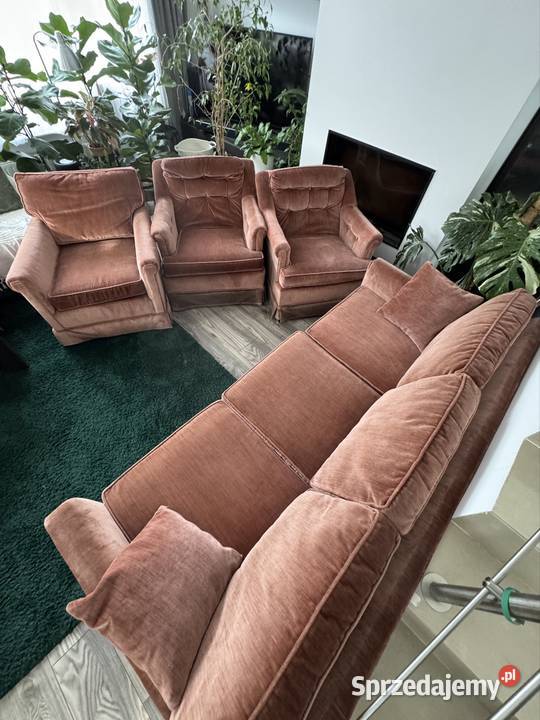 Vintage Sofa i trzy fotele 205cm Łomianki Dolne