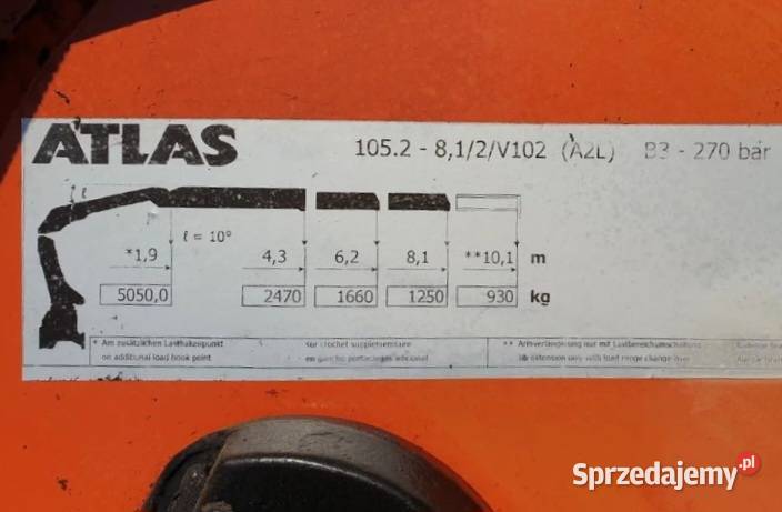 ATLAS 1052 HDS Żuraw Dźwig 2013r Funkcja Rotator podkarpackie Łańcut sprzedam