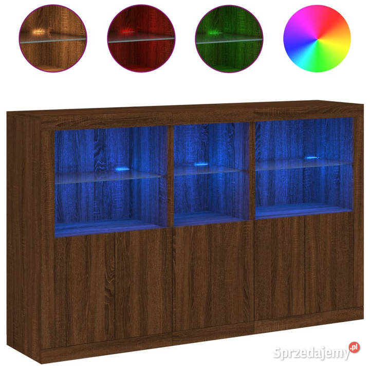 Szafka z oświetleniem LED brązowy dąb 162x37x100