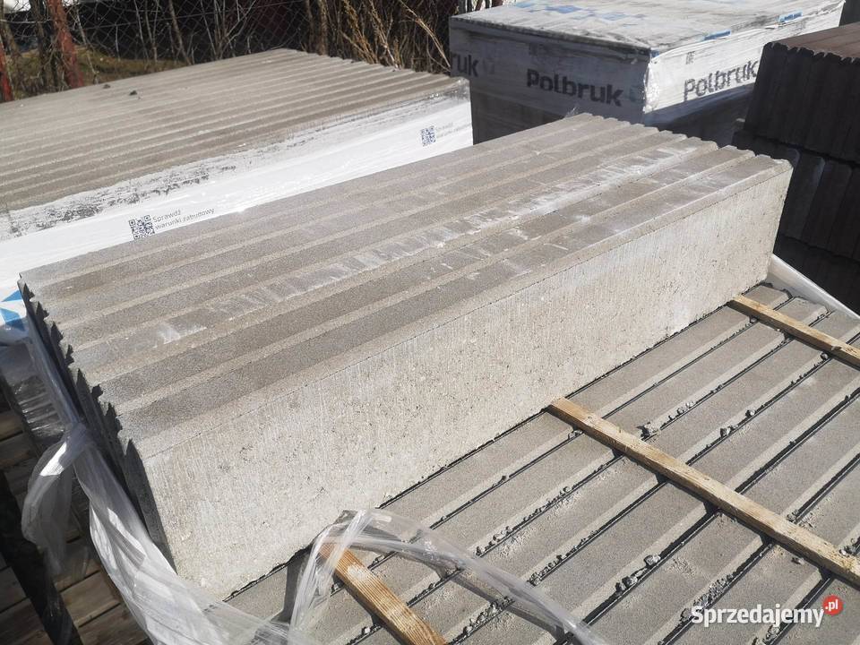Obrzeża szare polbruk o wymiarach 6x 20 x 100 Grabiny