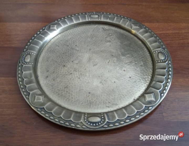 Taca z epoki Art Deco mosiądz młotkowany stara