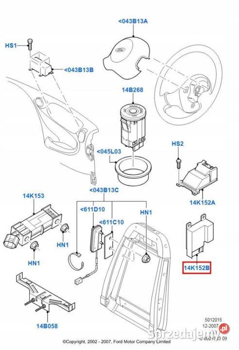 MODUŁ STEROWNIK AIRBAG FORD KA 9608