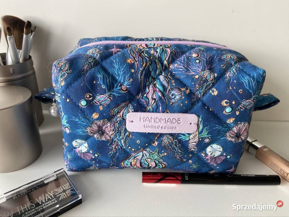 Kosmetyczka z bawełny 100 skórzana naszywka Gdynia sprzedam