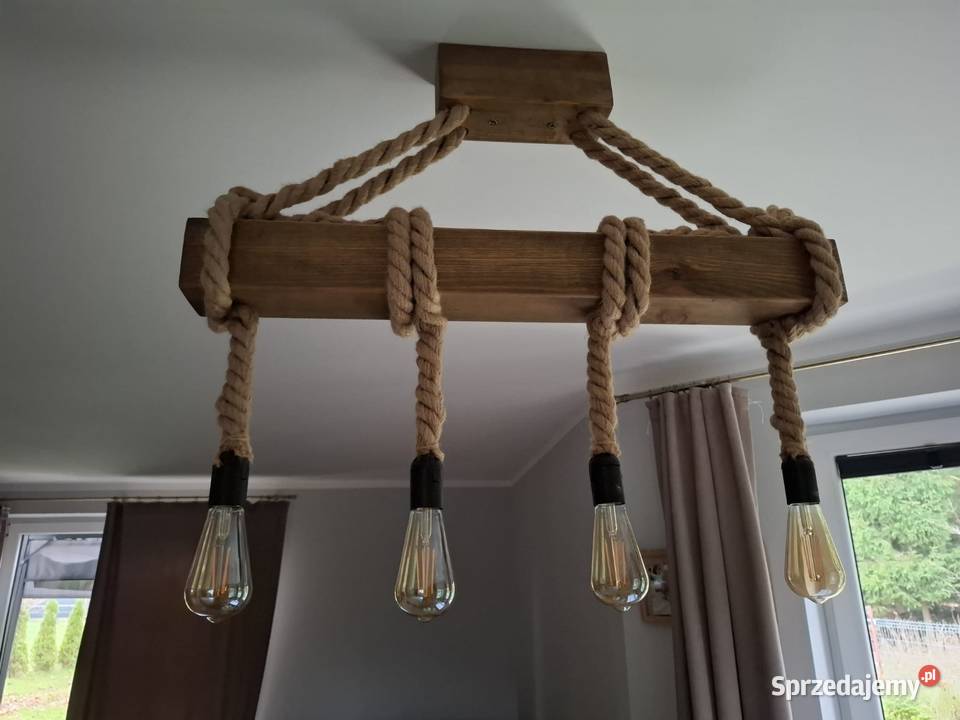 Drewniany żyrandol lampa wisząca styl rustykalny Częstochowa