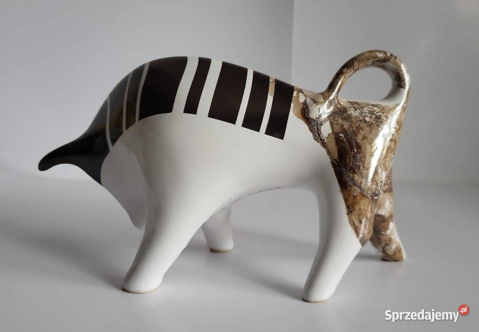 Byk Figurka Byczek ceramiczny ręcznie malowany Sierakowice