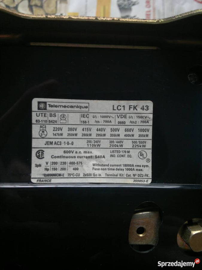 stycznik lc1 fk 43 telemecanique Ith 700A Dąbrowa Górnicza sprzedam