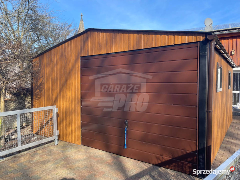Garaż blaszany 55x6 2x Brama drzwi 2x okno rynny