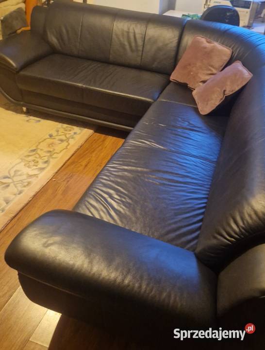 Narożnik ze skóry z funkcją spania Bielawa sprzedam
