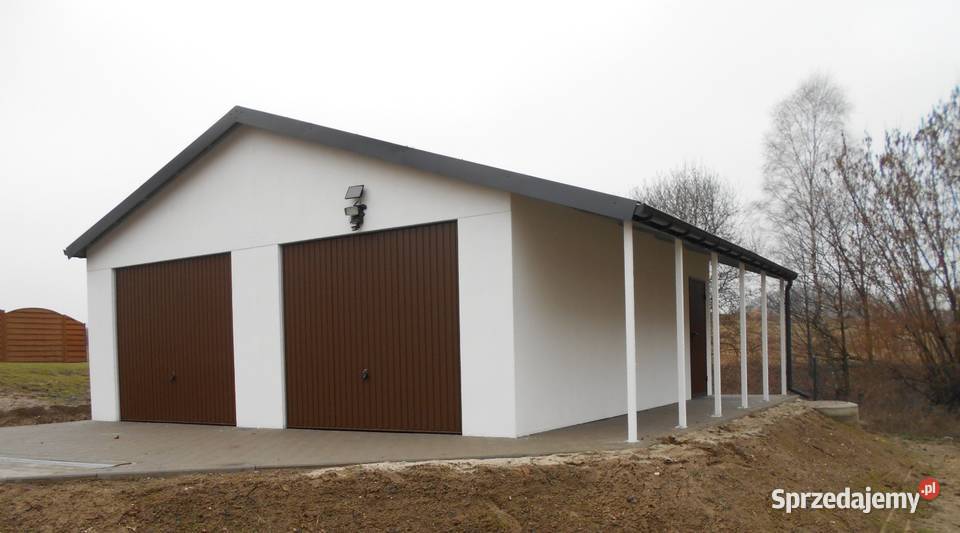Garaż tynkowany blaszany dwuspadowy Sprzedaż Szczytno