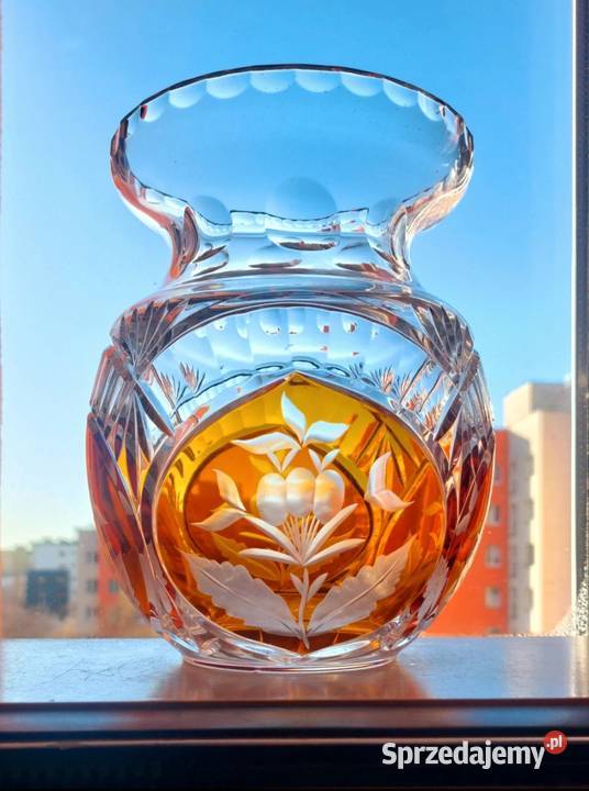Piękny wazon kryształowy PRL Wrocław