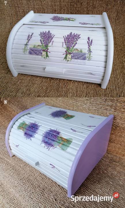 Chlebak drewniany ręcznie zdobiony decoupage mazowieckie Halinów