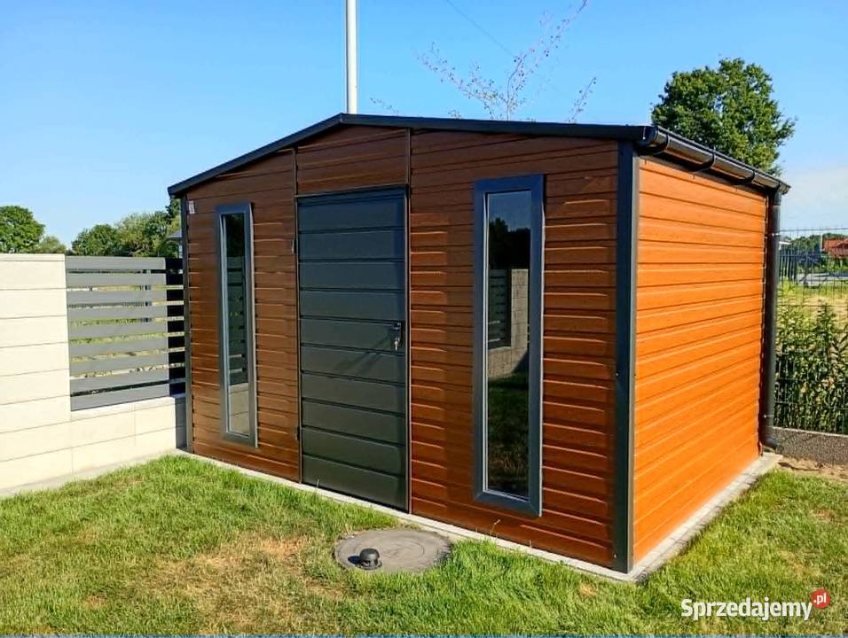 Domek na narzędzia blaszany 33 m dach dwuspadowy Architektura ogrodowa Wołomin