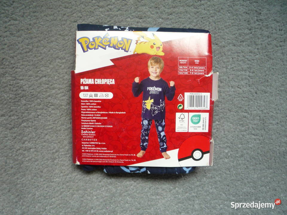 Nowa Piżama 98104 Granatowa dwuczęściowa Pokemon Szczecin