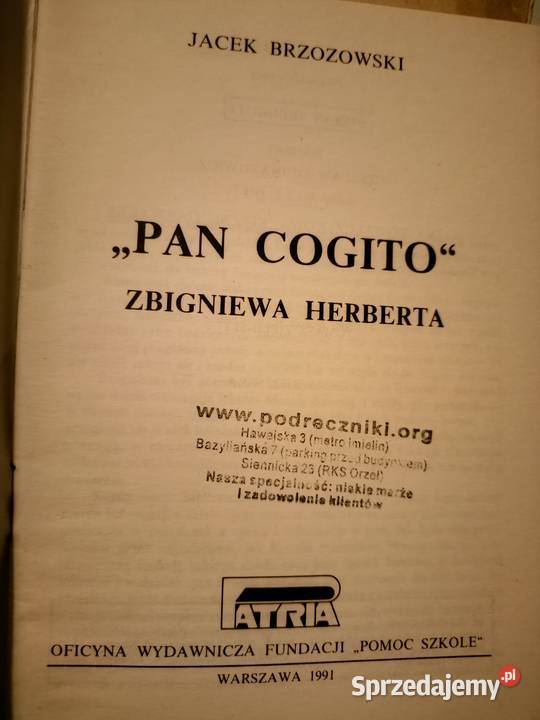 Pan Cogito analizy literatury lektury szkolne Książki naukowe i popularnonaukowe