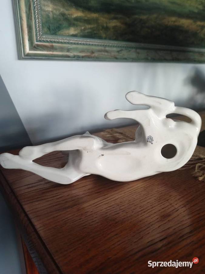Klasyk Vintage Porcelanowy Dog Niemiecki Janów Lubelski