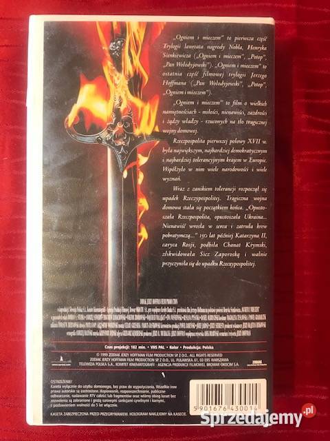 Film OGNIEM i MIECZEM na kasecie VHS Zbąszynek sprzedam