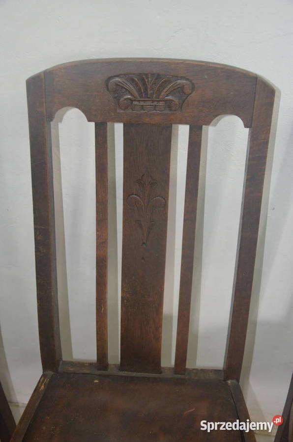 3 dawne krzesła dębowe Secesja kujawsko-pomorskie Bydgoszcz