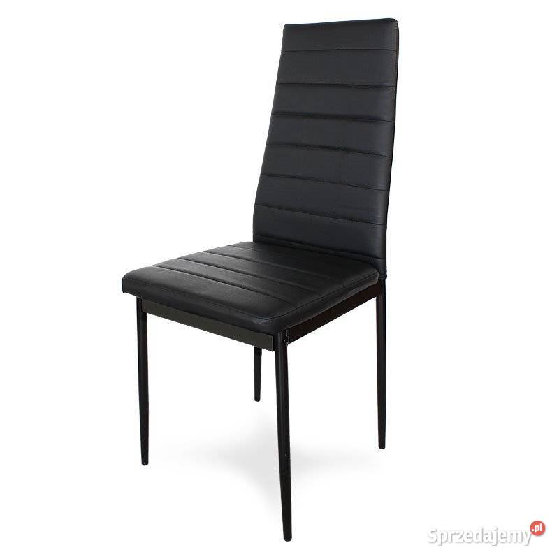 Krzesło tapicerowane czarne z  eko skóry Darmowa dostawa