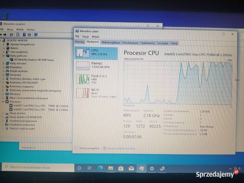 Laptop Asus X61S 2x22Ghz4Gb160GbAti 512Mb podkarpackie