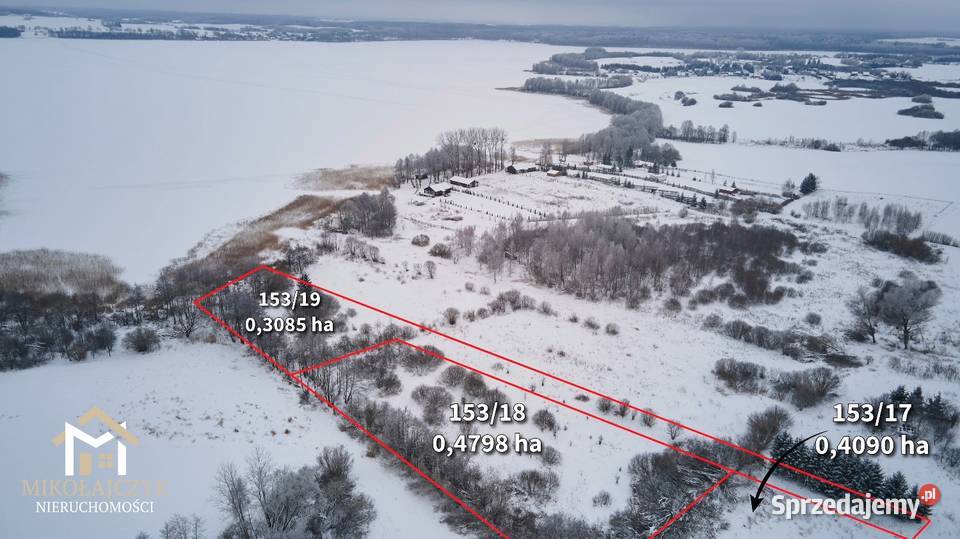 Działka 120 ha z linią brzegową jeziorem polna Pierwągi