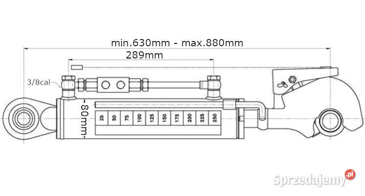 Łącznik górny hydrauliczny z hakiem TCVNN 630 mm Do maszyn uprawowych małopolskie Kamionna