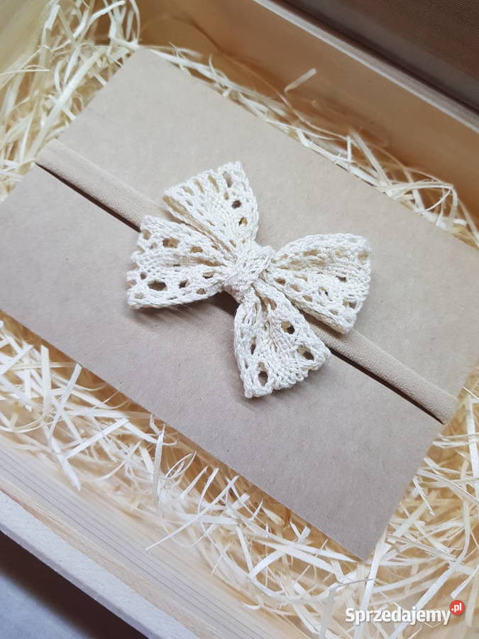 Nowa opaska dziecięca koronkowa ażurowa kremowa Rzeszów