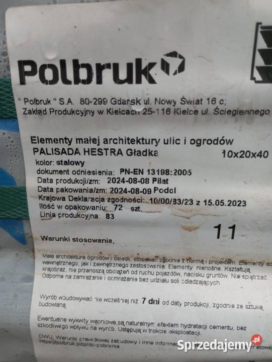 Palisada 40 szara Obrzeża i palisady Przeczyca