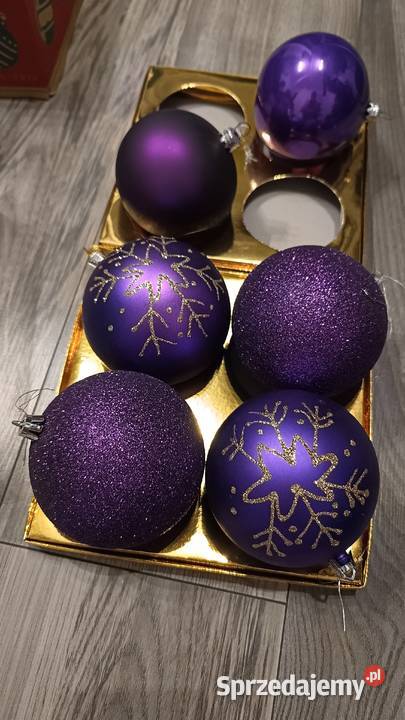 Zestaw duże fioletowe bombki łańcuch 6 bombek 2 opolskie sprzedam