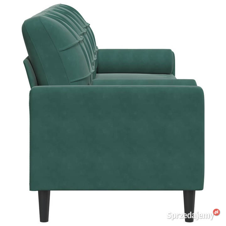 3osobowa sofa z poduszkami ciemnozielona 210