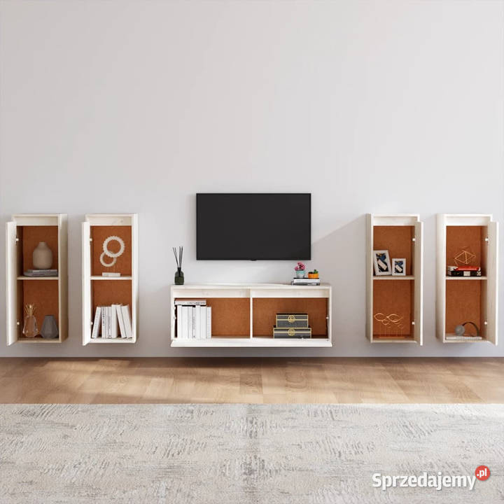 Szafki pod TV 5 białe lite drewno sosnowe Warszawa