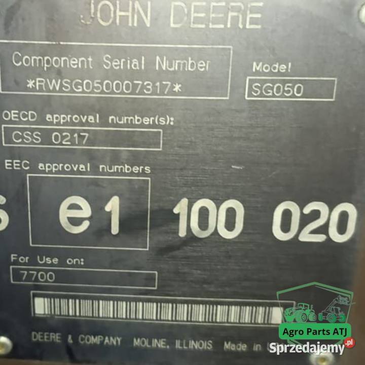 Kabina Kompletna John Deere seria 7000 Kabina i karoseria Ciechanowiec