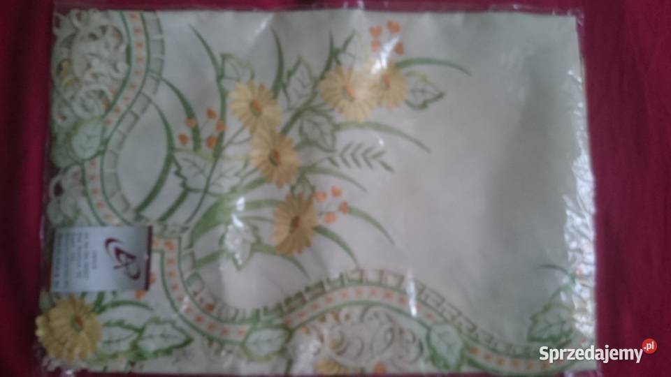 Obrus kwadratowy haft super kwiaty 85x85 nowy z