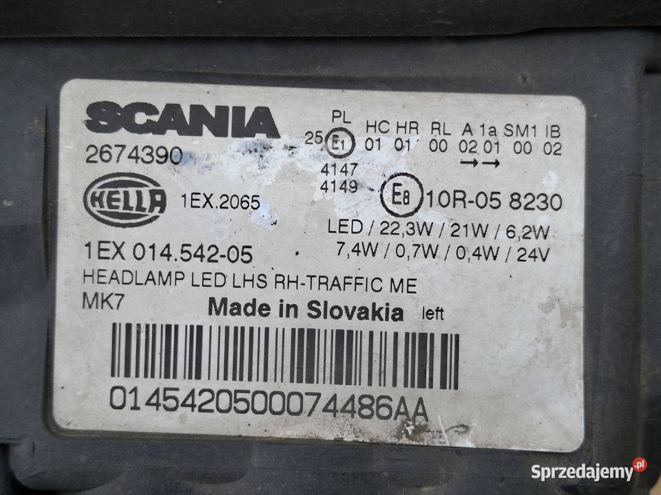 SCANIA RS REFLEKTOR LEWY FULL LED LAMPA LEWA lubuskie Bieleń