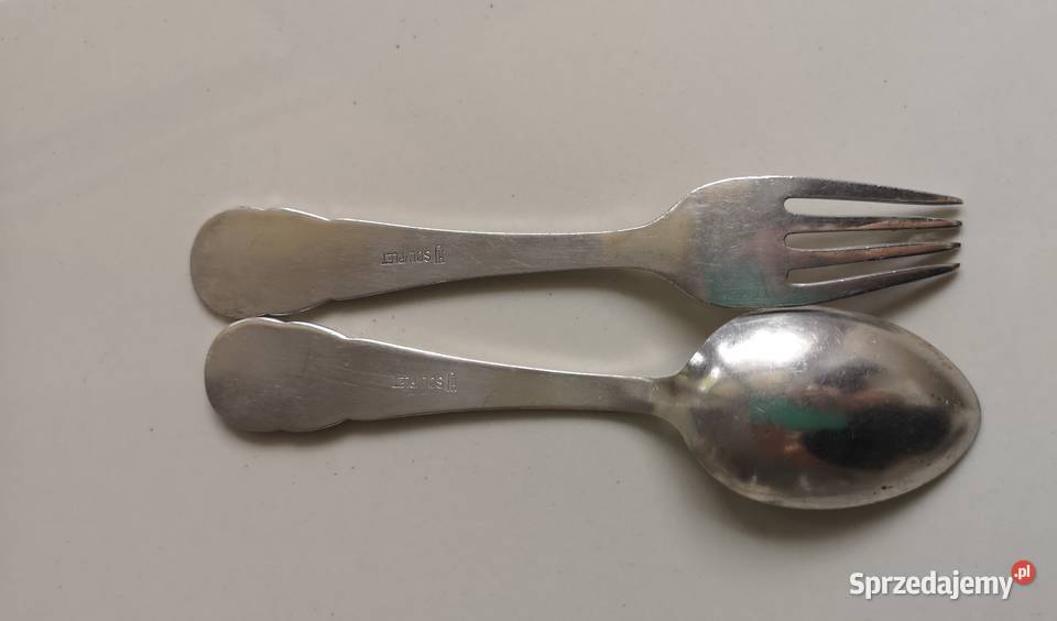 Talerzyk i sztućce posrebrzane vintage Dania kujawsko-pomorskie Toruń