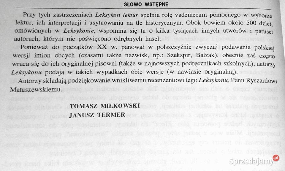 Leksykon lektur szkolnych Tomasz Miłkowski Chełm