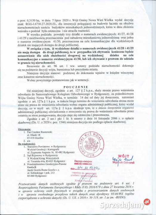 Sprzedam działki Nowe Smolno Sprzedaż