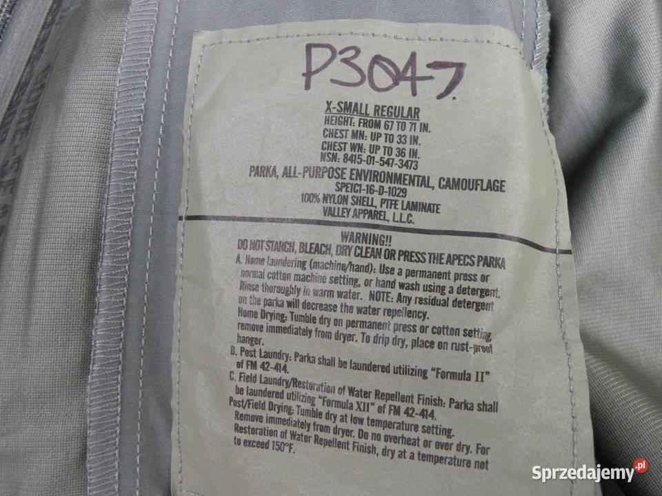 Parka goretex ABU tiger stripes x small USAF Wrocław