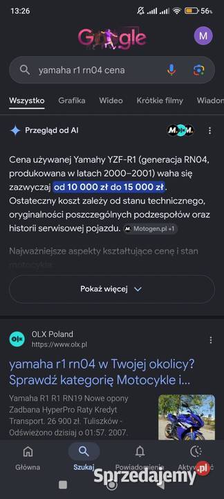 Yamaha R1 RN04 RR zamiana sprzedaż 150KM Kalisz