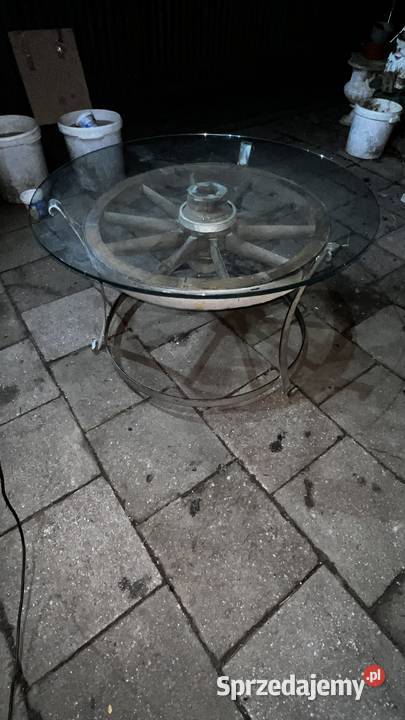 Stolik kawowy retro z koła wozu Lubin