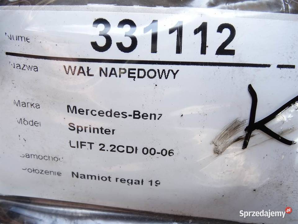 WAŁ NAPĘDOWY MERCEDES W903 Van minibus 9512