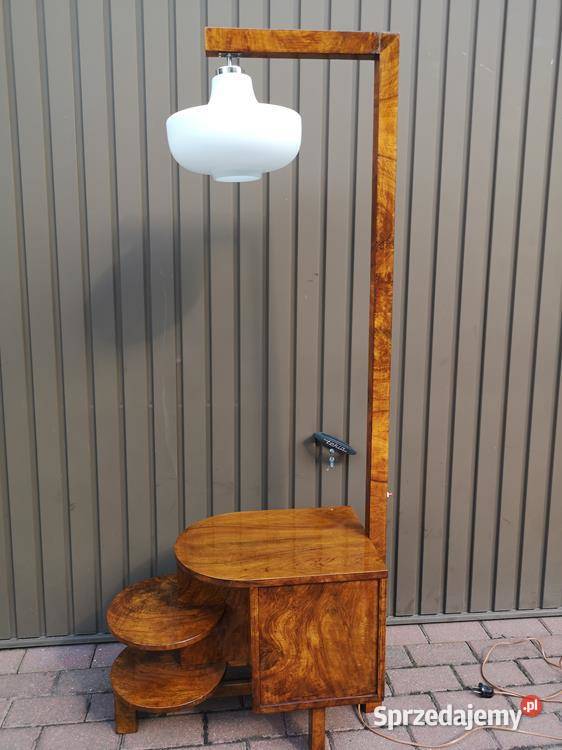 Lampa Stojąca Art Deco Renowacji Orzech Stara