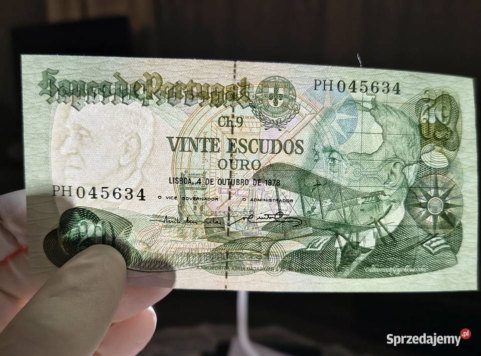 Portugalski banknot 20 escudo z 1978 roku Stan Rzeszów