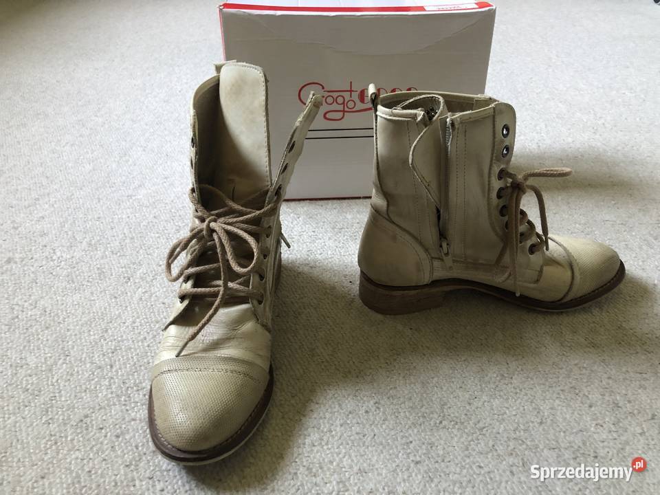 Botki sznurowane damskie beżowe rozmiar 37 Łódź sprzedam