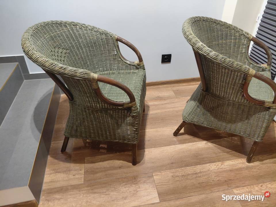 Dwa urocze rattanowe fotele 242 kujawsko-pomorskie Byczyna sprzedam